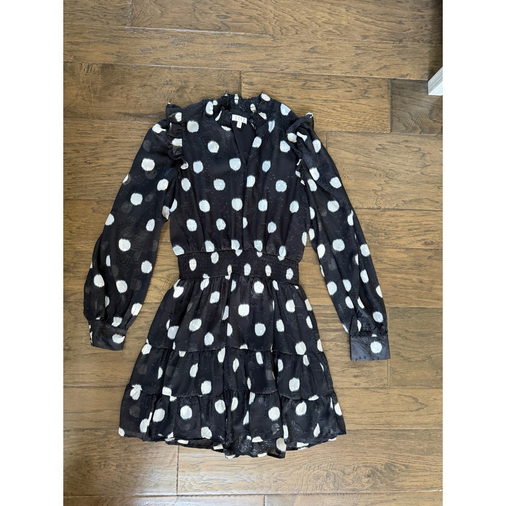 TCEC Black Polka Dot Long Sleeve Dress